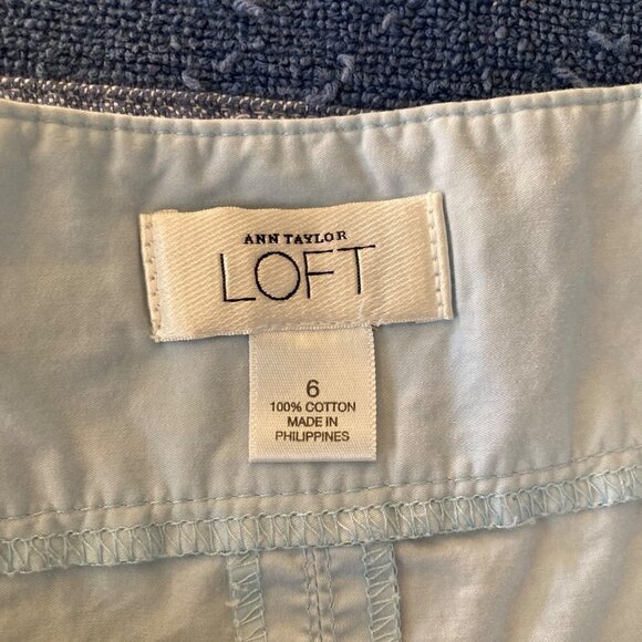 Womens Ann Taylor Loft Pleated Mermaid Mini Cotton Skirt Blue 6 - Picture 6 of 6